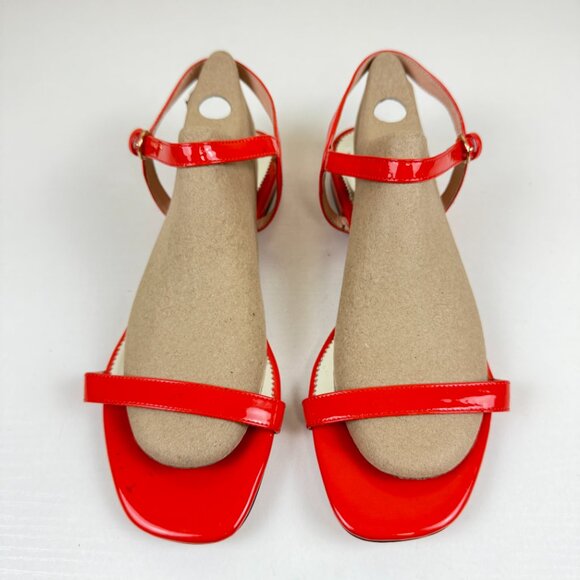 NEW J. Crew Hazel Ankle Strap Sandals in Red Patent Leather - Picture 2 of 13